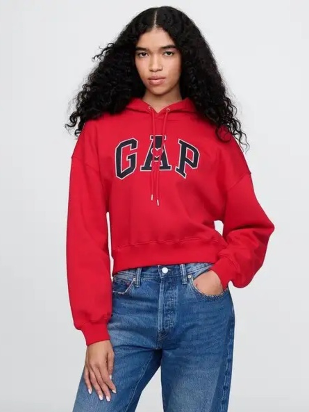 Gap Red Heart Logo Cropped Hoodie